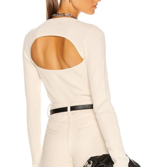 REMAIN BIRGER CHRISTENSEN Basel Long Sleeve Open Back Knit Sweater White 34 US2 - Picture 8 of 12